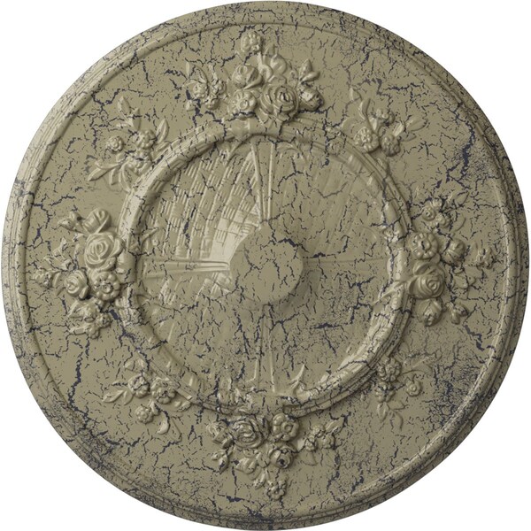 Ekena Millwork Flower Ceiling Medallion (Fits Canopies up to 3 7/8"), 27"OD x 1 1/8"P, Castle Stone Crackle CM27FLCSC - main